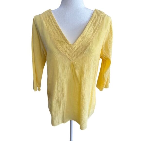 Columbia Tops - Columbia V-Neck 3/4 Sleeve Yellow Knit Top Size Medium